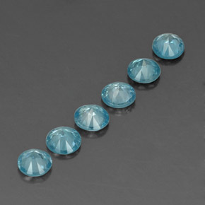 Gemas de circón azul natural de  ct, corte redondo, VVS-VS