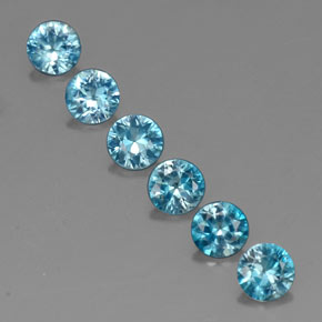 Gemas de circón azul natural de  ct, corte redondo, VVS-VS
