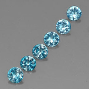 Gemas de circón azul natural de  ct, corte redondo, VVS-VS