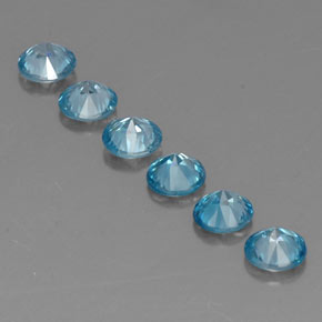 Gemas de circón azul natural de  ct, corte redondo, VVS-VS
