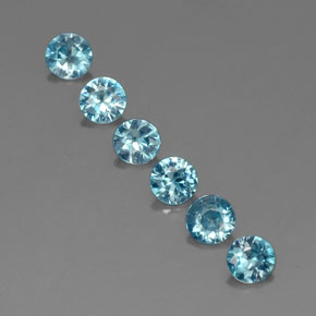 Gemas de circón azul natural de  ct, corte redondo, VVS-VS