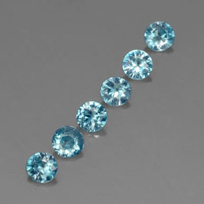 Gemas de circón azul natural de  ct, corte redondo, VVS-VS