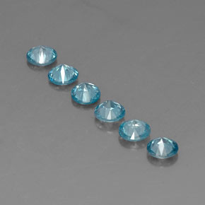 Gemas de circón azul natural de  ct, corte redondo, VVS-VS