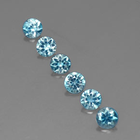 Gemas de circón azul natural de  ct, corte redondo, VVS-VS