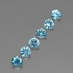 Gemas de circón azul natural de  ct, corte redondo, VVS-VS