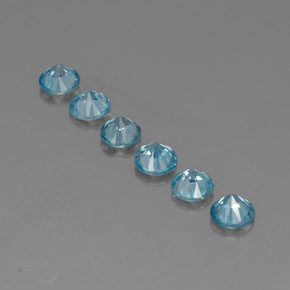 Gemas de circón azul natural de  ct, corte redondo, VVS-VS