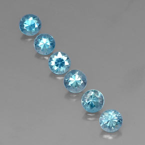 Gemas de circón azul natural de  ct, corte redondo, VVS