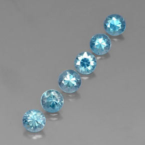 Gemas de circón azul natural de  ct, corte redondo, VVS