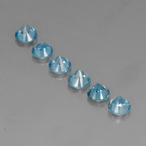Gemas de circón azul natural de  ct, corte redondo, VVS