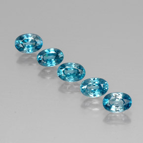 Gemas de circón azul natural de  ct, corte óvalo, VVS