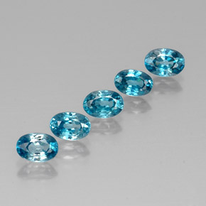 Gemas de circón azul natural de  ct, corte óvalo, VVS