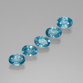 Gemas de circón azul natural de  ct, corte óvalo, VVS-VS