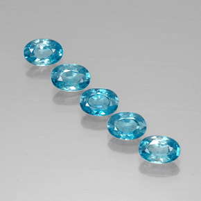 Gemas de circón azul natural de  ct, corte óvalo, VVS
