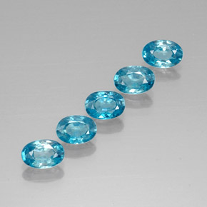 Gemas de circón azul natural de  ct, corte óvalo, VVS