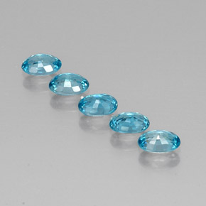 Gemas de circón azul natural de  ct, corte óvalo, VVS