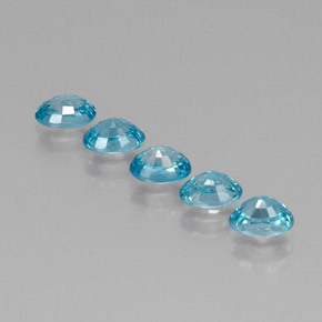 Gemas de circón azul natural de  ct, corte óvalo, VVS-VS