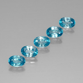 Gemas de circón azul natural de  ct, corte óvalo, VVS
