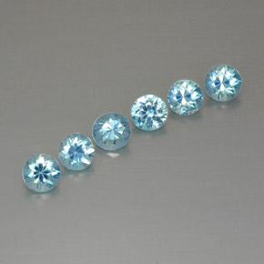 Gemas de circón azul natural de  ct, corte redondo, VVS-VS