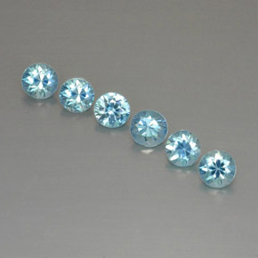 Gemas de circón azul natural de  ct, corte redondo, VVS-VS