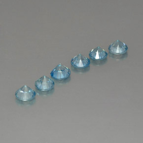 Gemas de circón azul natural de  ct, corte redondo, VVS-VS