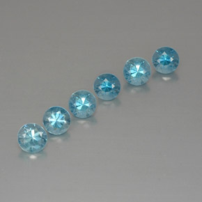 Gemas de circón azul natural de  ct, corte redondo, VVS-VS