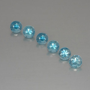 Gemas de circón azul natural de  ct, corte redondo, VVS-VS