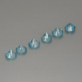Gemas de circón azul natural de  ct, corte redondo, VVS-VS