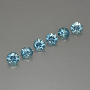Gemas de circón azul natural de  ct, corte redondo, VVS-VS
