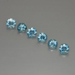 Gemas de circón azul natural de  ct, corte redondo, VVS-VS