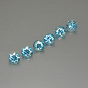 Gemas de circón azul natural de  ct, corte redondo, VVS-VS