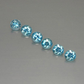 Gemas de circón azul natural de  ct, corte redondo, VVS-VS