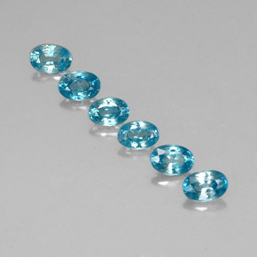 Gemas de circón azul natural de  ct, corte óvalo, VVS