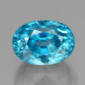 Circón azul natural de 7,24 ct, corte óvalo, VS