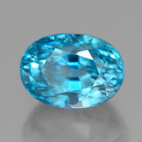 Circón azul natural de 7,24 ct, corte óvalo, VS