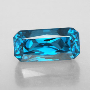 Circón azul natural de 7,48 ct, corte esmeralda, IF