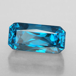 Circón azul natural de 7,48 ct, corte esmeralda, IF