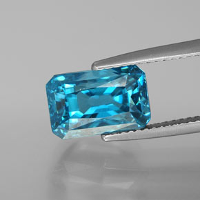 Circón azul natural de 9,03 ct, corte esmeralda, VS