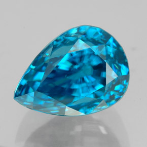 Circón azul natural de 7,72 ct, en forma de pera, VVS