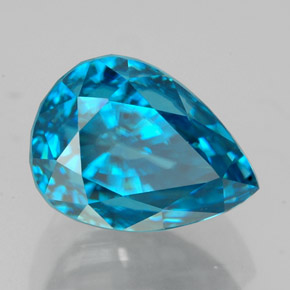 Circón azul natural de 7,72 ct, en forma de pera, VVS