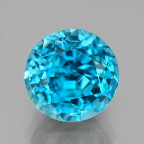 Circón azul natural de 4,88 ct, corte redondo, VVS