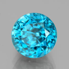 Circón azul natural de 4,88 ct, corte redondo, VVS