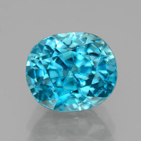 Circón azul natural de 4,07 ct, corte cojín, VVS