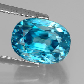 Circón azul natural de 6,58 ct, corte óvalo, VVS