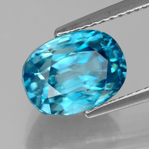 Circón azul natural de 6,58 ct, corte óvalo, VVS