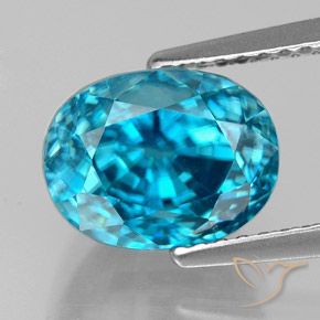 6.30ct Natural Azul Circón, Ovalada, VVS