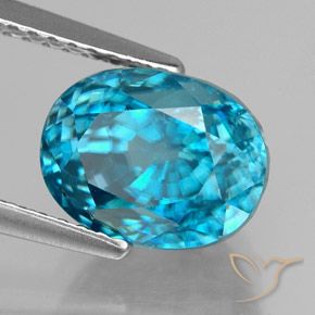 Circón Azul natural de 6.30 ct, Ovalada, VVS