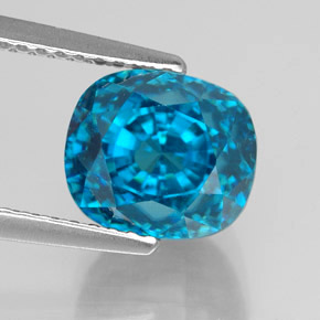 Circón azul natural de 5,89 ct, corte cojín, VVS