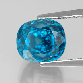 Circón azul natural de 5,89 ct, corte cojín, VVS