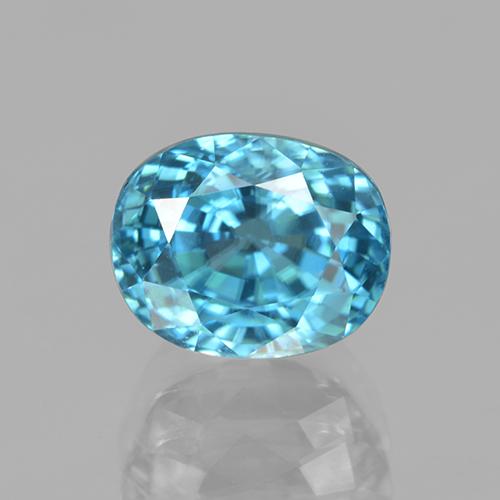 Circón azul natural de 5,64 ct, corte óvalo, VVS