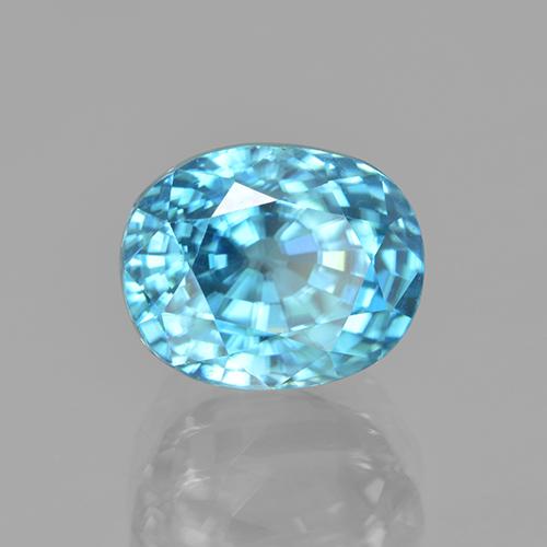 Circón azul natural de 5,64 ct, corte óvalo, VVS